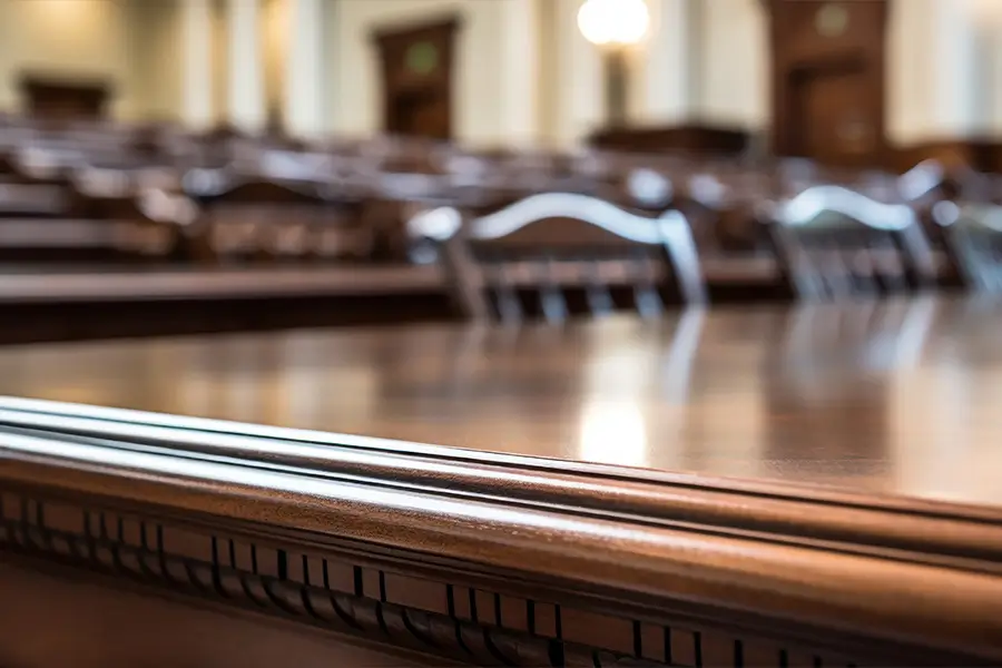 pusta sala sądowa - sprawy karne